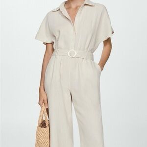 NWT Mango Belted Jumpsuit Cotton Summer Stylish Vacation Pantsuit